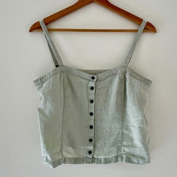 EVERLANE Light Green Linen Cami Tank Top / Sz 6 / Button Up / Boho / Minimal / - Picture 1 of 7